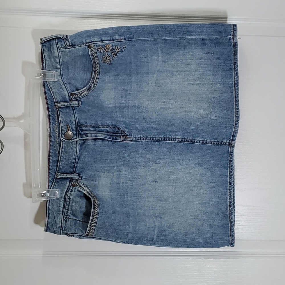 Womens Eddie Bauer Denim Skirt Size 12 Petite Blue Jean